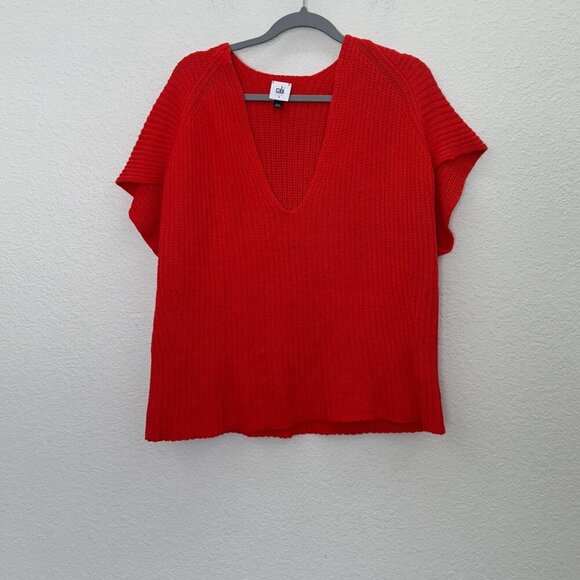 Cabi Ruby Red Knit V Neck Pullover Sweater 5837 Womens size Small - Picture 1 of 5